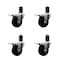 Service Caster 3.5'' Soft Rubber Swivel 1-5/8'' Expanding Stem Caster Set Total Lock Brake, 4PK SCC-EXTTL20S3514-SRS-158-4 - alternate 1